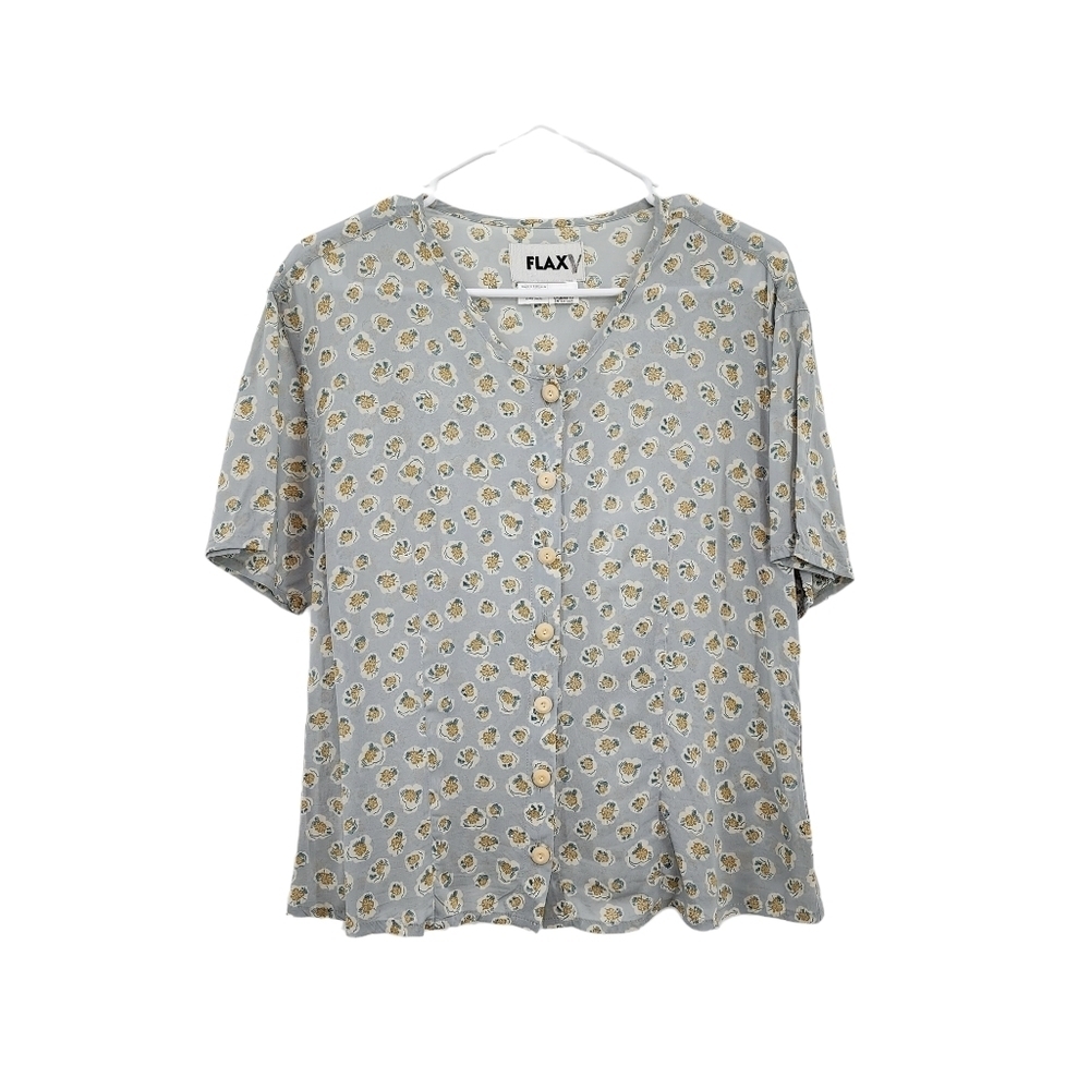 Flax Women's Floral Button Front Top - S